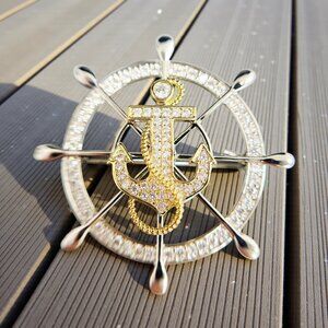 Navy Brooch Pin, gold Sailor brooch, pirate brooch, Anchor Nautical Brooch